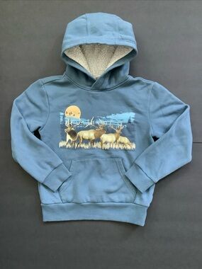 Bass Pro Shops Kids Blue Hooded Sweatshirt with Elk Graphic Small
